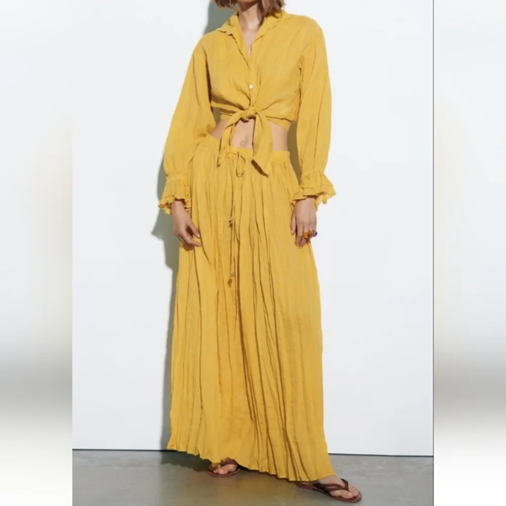 Zara Long Ramie Skirt - Picture 1 of 11